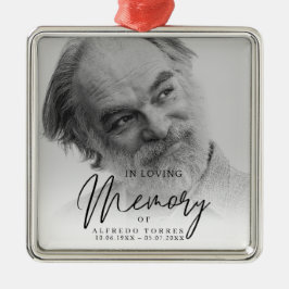 Black & White In Loving Memory Funeral  Ornament Aus Metall