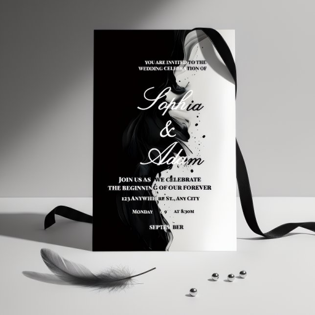 Black & White Ink Art Wedding Invitation (Créateur téléchargé)