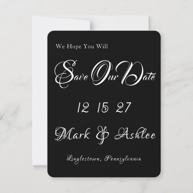 Black White Ink Save the Date Photo Card (Vorderseite)