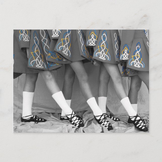 Black & White Irish Dance Postcard Postkarte (Vorderseite)