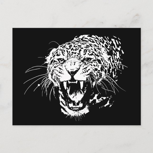 Black & White Jaguar Postkarte (Vorderseite)