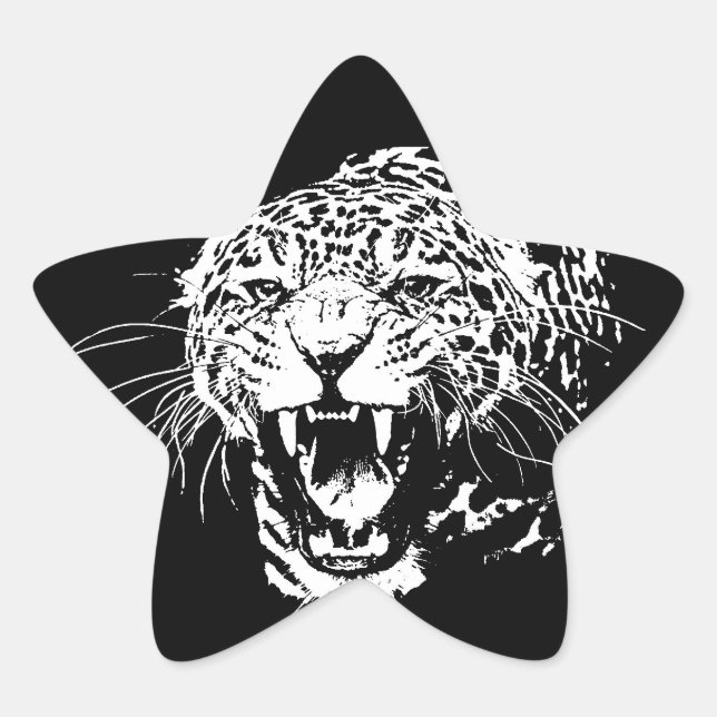 Black & White Jaguar Stern-Aufkleber (Vorderseite)