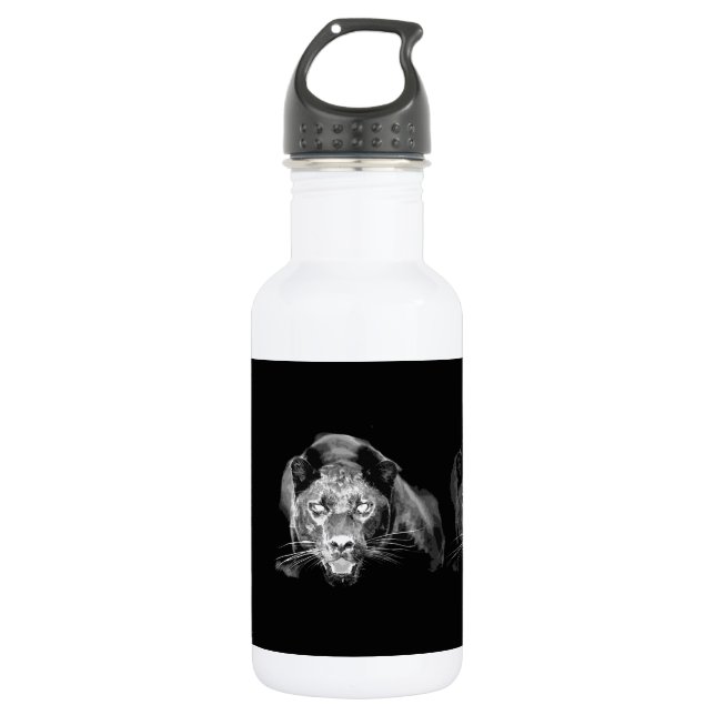 Black & White Jaguar Trinkflasche (Vorderseite)