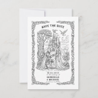 Black White Knight Bride Castle Gothic Wedding  Save The Date