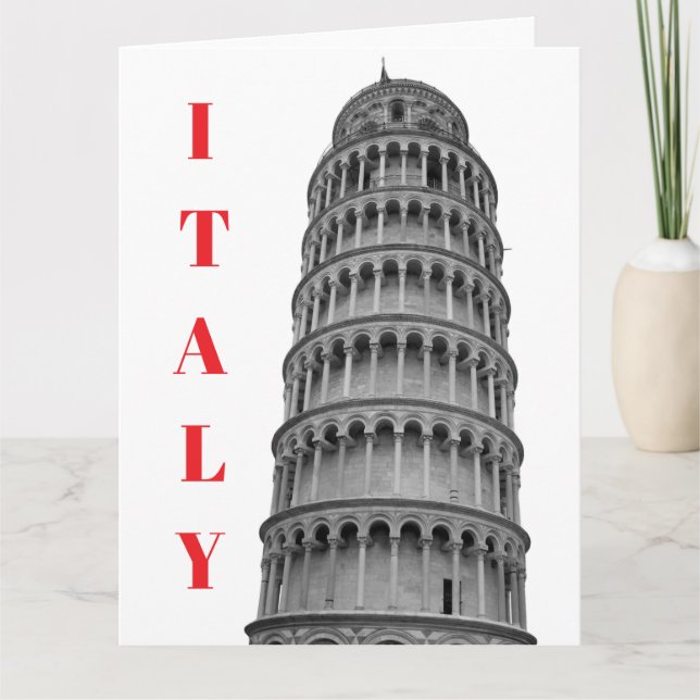 Black White Leaning Tower of Pisa Italy Karte (Vorderseite)