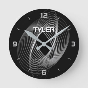 Black & White Light Spiral, DIY Name in White Runde Wanduhr