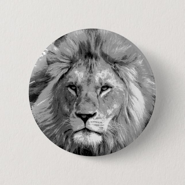 Black White Lion Button (Vorderseite)