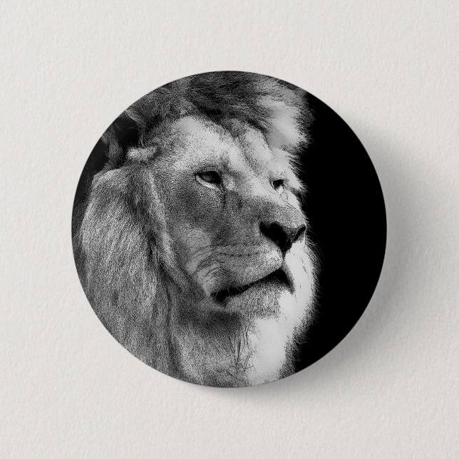 Black White Lion Button (Vorderseite)