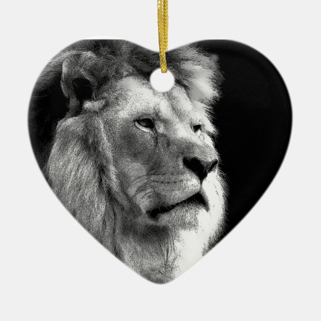 Black White Lion Keramik Ornament (Vorne)