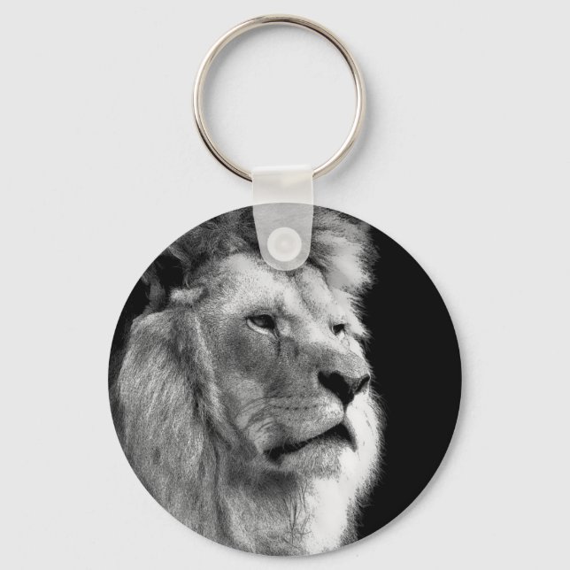Black White Lion Schlüsselanhänger (Vorderseite)