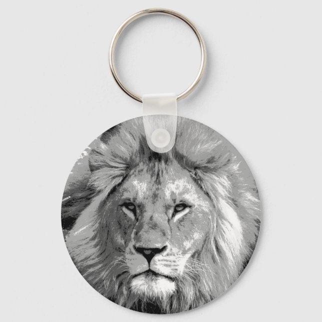 Black White Lion Schlüsselanhänger (Vorderseite)