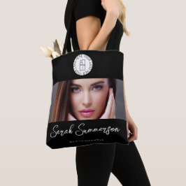 Black White Logo Photo Makeup Studio Tasche