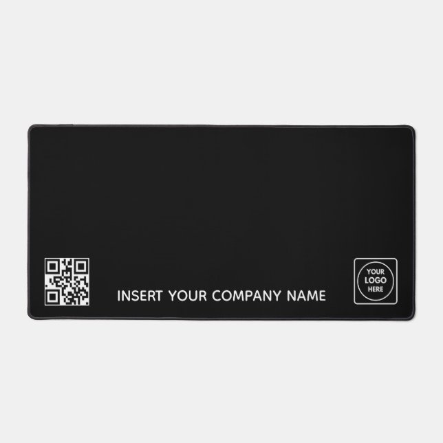 Black White Logo QR Code Promo desk mat Schreibtischunterlage (Vorderseite)