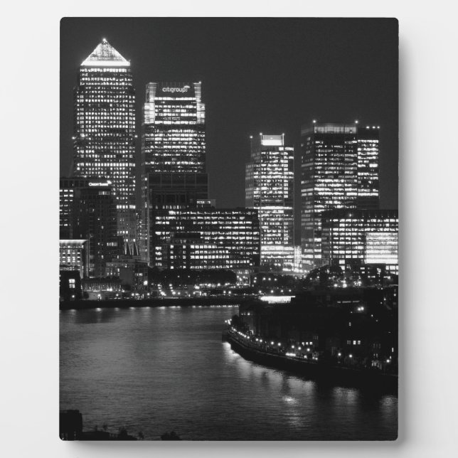 Black White London City Night UK Travel Fotoplatte (Vorderseite)