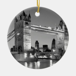 Black White London Tower Bridge Keramik Ornament