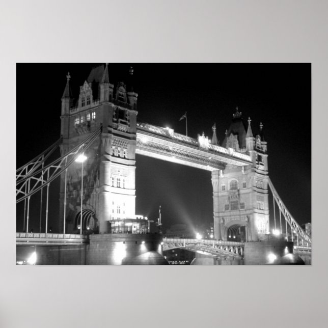 Black White London Tower Bridge Poster (Vorne)