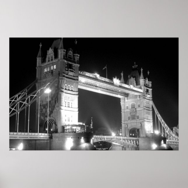 Black White London Tower Bridge Poster (Vorne)