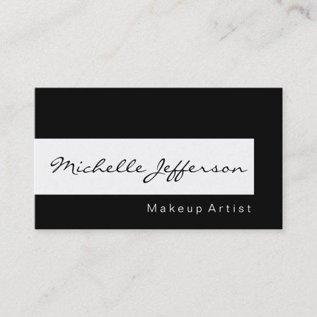 Black & White Makeust Künstler Chic Business Card Visitenkarte (Vorderseite)