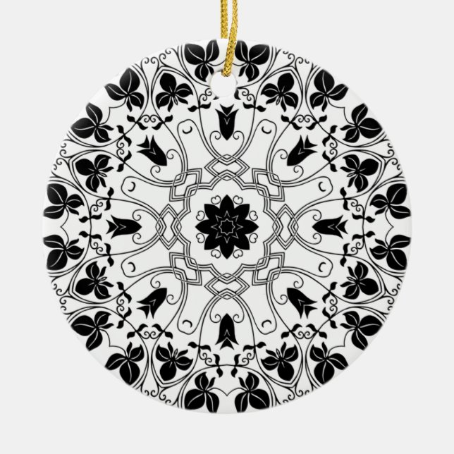 Black & White Mandala Mystical Christmas Ornament (Vorne)