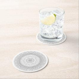 Black & White Mandala v3 Runder Pappuntersetzer