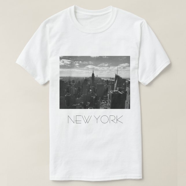 Black & White Manhattan Skyline T Shirt New York (Design vorne)