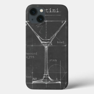 Black & White Martini Glass Blueprint Case-Mate iPhone Hülle