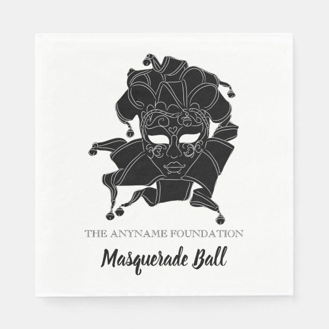 Black & White Masquerade Ball Fundraiser Galerie Serviette (Vorderseite)