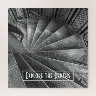 Black & White Metallic Optical Illusion Staircase