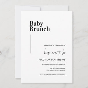 Black & White Minimal Baby Brunch Babydusche Einladung