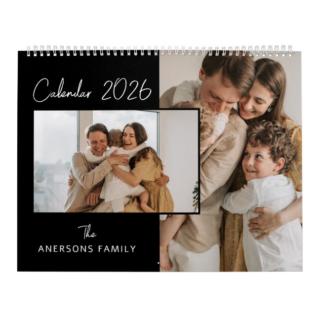 Black & White Minimalist Aesthetic Family Photo Kalender (Titelbild)