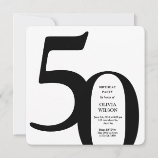 Black & White Minimalist Milestones 50th Birthday  Einladung