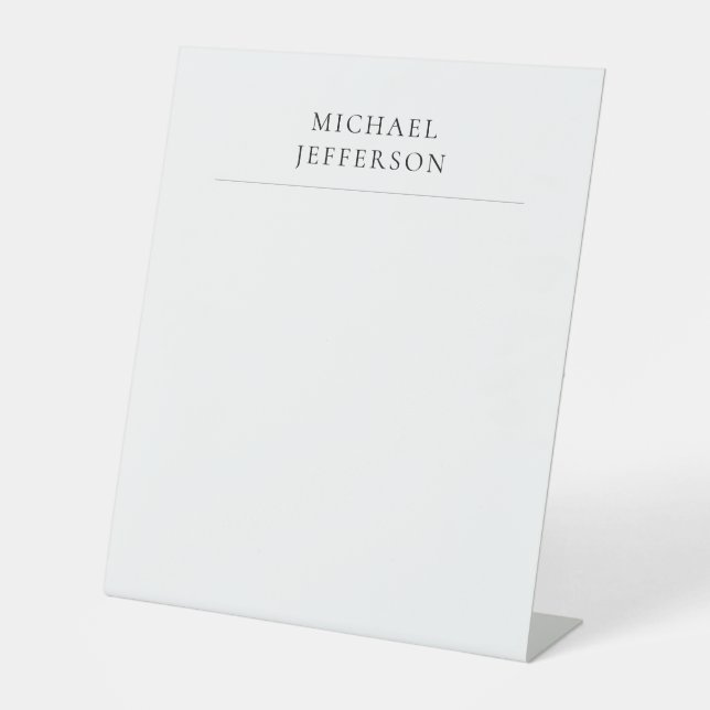 Black & White Minimalist Plain Modern Sockelschild (Vorderseite)