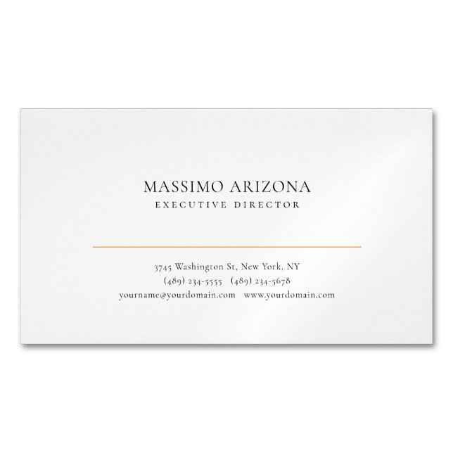 Black White Minimalist Simple Plain Modern Magnetische Visitenkarte (Vorderseite)