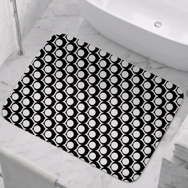 Black White Modern Geometric Pattern Badematte (Von Creator hochgeladen)