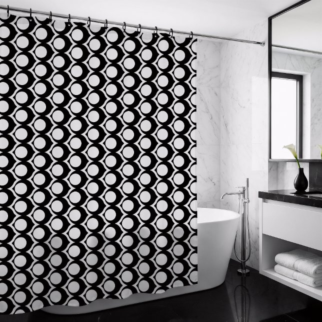 Black White Modern Geometric Pattern Duschvorhang (Von Creator hochgeladen)