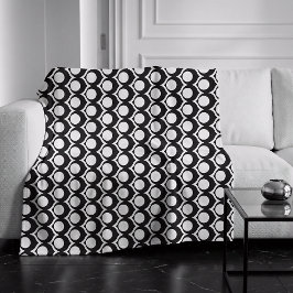 Black White Modern Geometric Pattern Fleecedecke