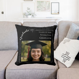 Black white modern simple photo Graduate Kissen