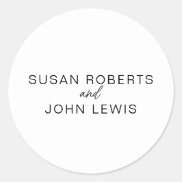 Black & White Modern Wedding Classic Round Sticke Runder Aufkleber