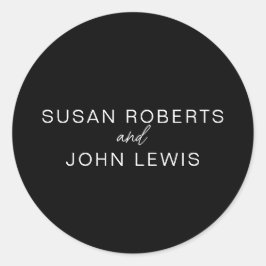 Black & White Modern Wedding Runder Aufkleber