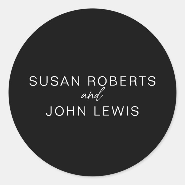 Black & White Modern Wedding  Runder Aufkleber (Vorderseite)