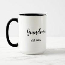 Black White Mom Established Year New Grandma Gift
