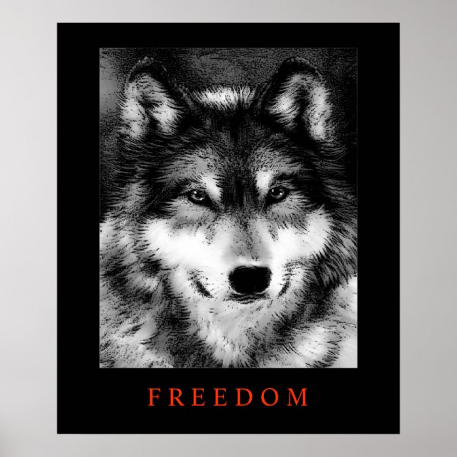 Black White Motivation Freedom Poster (Devant)