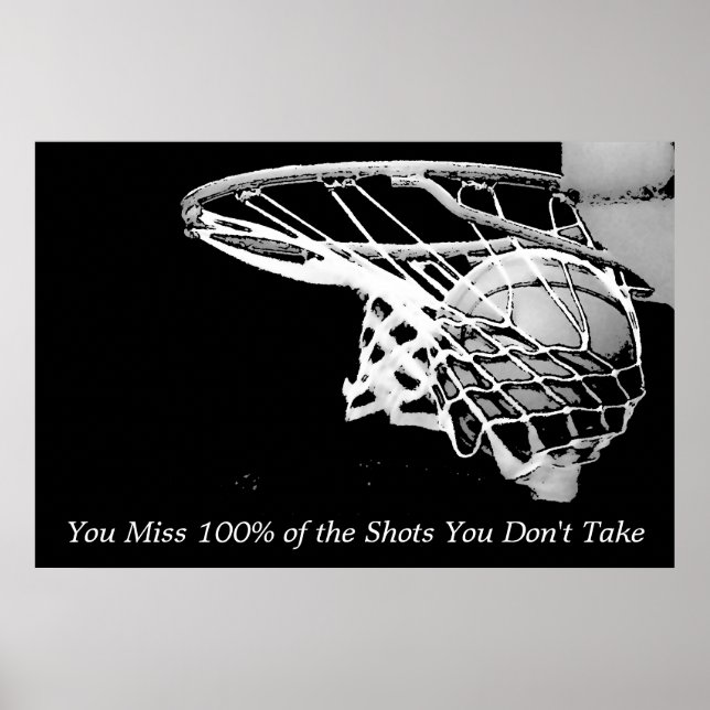 Black White Motivational Basketball Poster (Vorne)