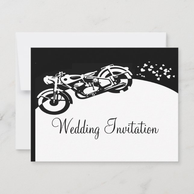 Black White Motorcycle Custom Wedding Invitation (Devant)