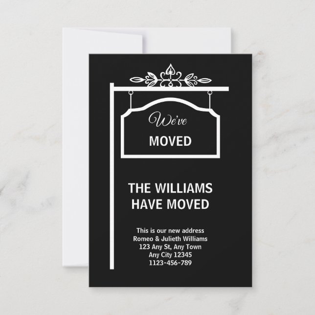 Black & White Moving Announcement Card Ankündigung (Vorderseite)