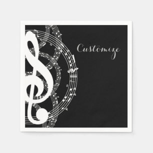 Black & White Music Napkins Serviette
