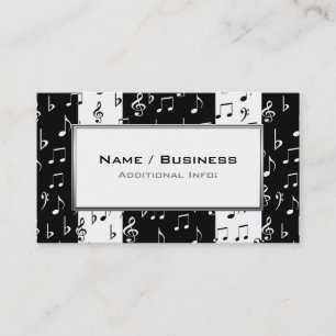 Black & White Musical Stripes Carte de visite 2