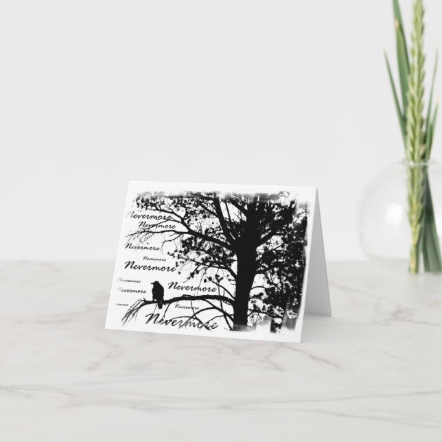 Black & White Nevermore Raven Silhouette Karte (Vorderseite)