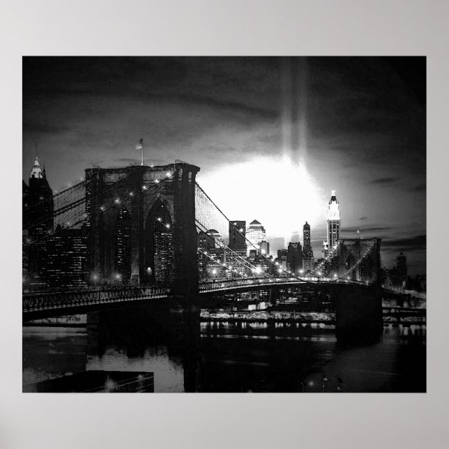 Black & White New York City Brooklyn Bridge Poster (Vorne)