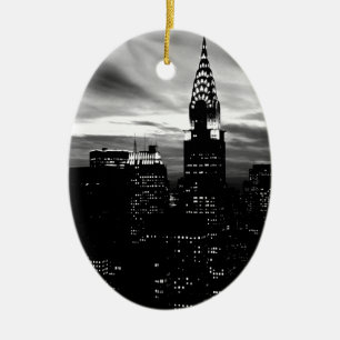 Black & White New York City Midtown Keramik Ornament